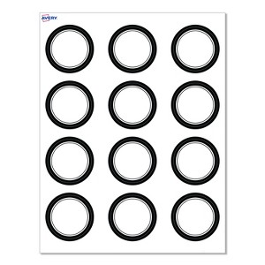 Avery® Cards, 2" Diameter, Double Black Border, Matte White, 120ct - 1 of 4