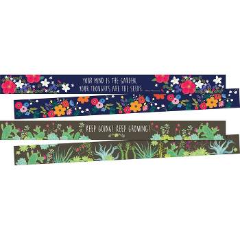 Barker Creek 24ct Petals & Prickles Double-Sided Border Set, Multicolored Bulletin Board Trim, Cardstock Paper Decor