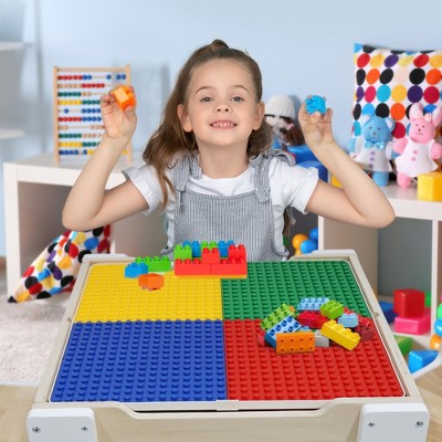 White and Natural Wooden Kids Activity Table with Reversible Top