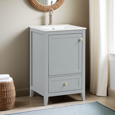 20" Bathroom Vanity with Sink, Bathroom Cabinet with Soft Closing Door, Storage Rack and A Drawer - Leovsnove