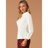Allegra K Women's Work Peter Pan Collar Long Bishop Sleeve Button Down Shirt 2 Packs - 4 of 4
