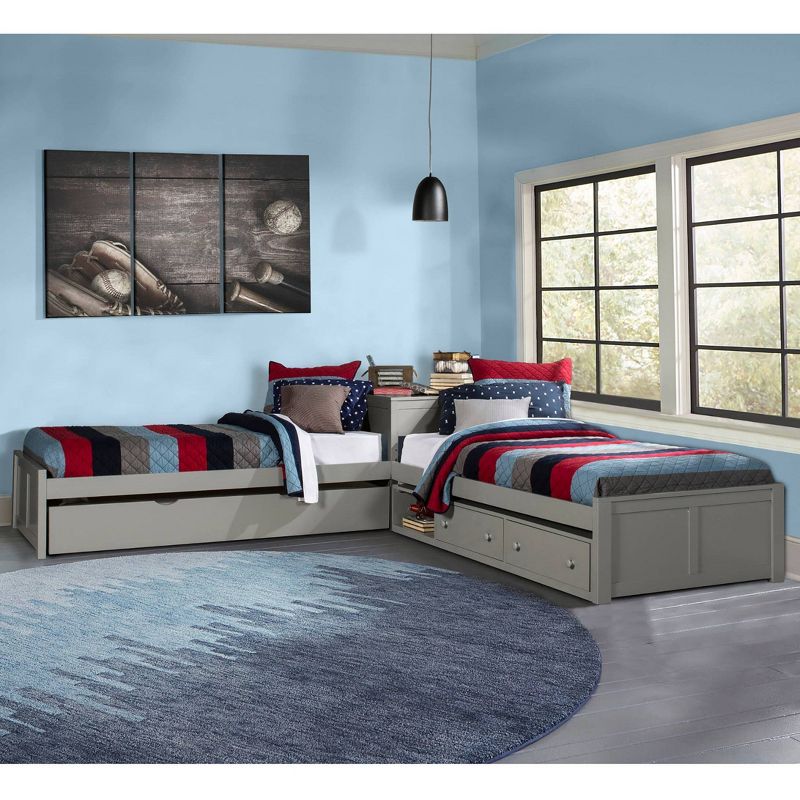 Twin Pulse Wood L-Shaped Kids&#39; Bed with Storage and Trundle Gray - Hillsdale Furniture, 3 of 5