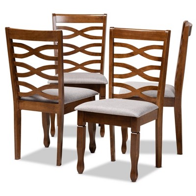 Set of 4 Elijah Dining Chair Gray/Walnut - Baxton Studio