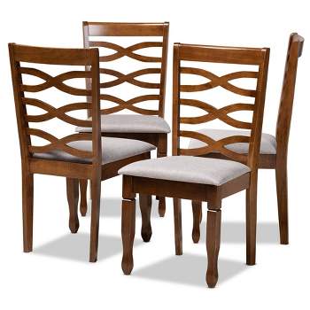Set of 4 Elijah Dining Chair Gray/Walnut - Baxton Studio: Modern Upholstered, Polyester, Wood Frame, Armless