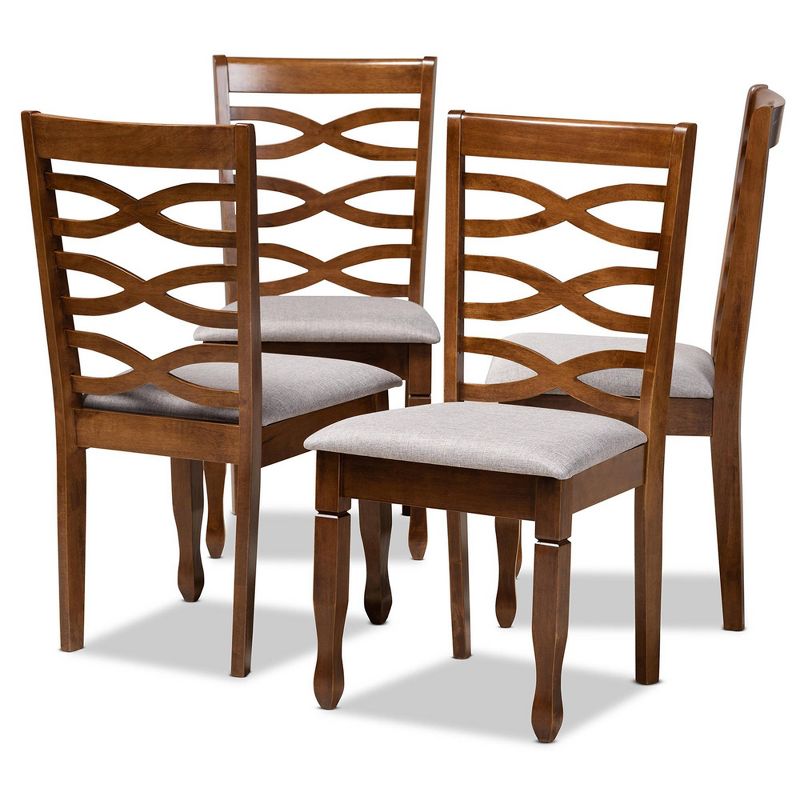 Set of 4 Elijah Dining Chair Gray/Walnut - Baxton Studio: Modern Upholstered, Polyester, Wood Frame, Armless, 1 of 8