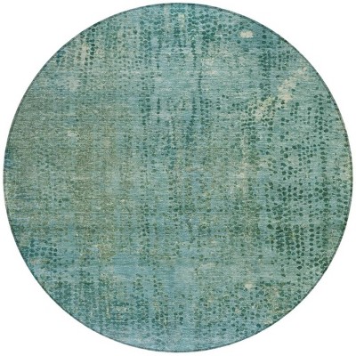 Teal Blue And Ivory Abstract Washable Indoor Outdoor Area Rug