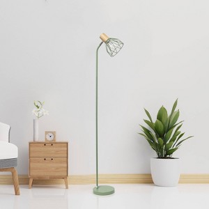 Simple Designs 55.91" Industrial Farmhouse Fusion Adjustable Cage Wire Accent Floor Lamp - 1 of 4