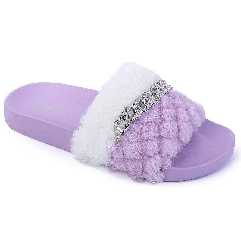 Women's Furry Slippers Open Toe Fuzzy Slippers Memory Foam Fluffy House Slippers, 3 of 6