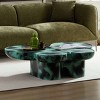47'' Curved Butterfly Fiberglass Artistic Coffee Table, Modern Sculptural Coffee Table with Limestone Texture for Living Room Office-Coolbibila - 2 of 4