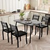 Dining Table Set for 4, 5 Piece Metal Frame Kitchen Table and Chair Set, Chamfer Design Space-Saving Dining Room Furniture - 2 of 4