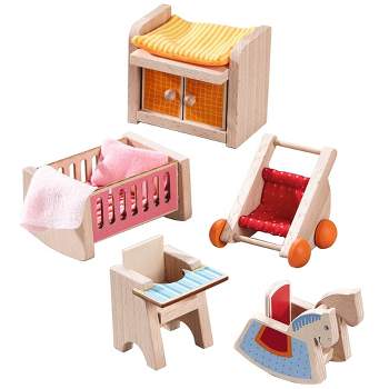 Wooden Dollhouse with Turntable and 35-Piece Furniture Set – Hearthsong