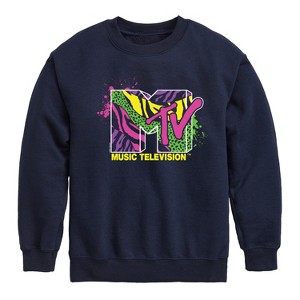 Boys' - MTV - Animal Print Splatter Graphic Long Sleeve Fleece Sweatshirt - 1 of 4