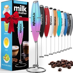 PowerLix Milk Frother Handheld Battery Operated Electric Whisk Foam Maker For Coffee With Stainless Steel Stand Included - 1 of 4