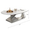 Modern Oval Coffee Table,Faux Marble Sintered Stone Top with Stainless Steel Base,Scratch-Resistant Living Room Center Table-Coolbibila - 4 of 4