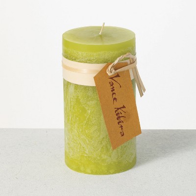 Vance Kitira 6" Green Grape Timber Pillar Candle ,Scentless, Clean-Burning, Environmental Friendly