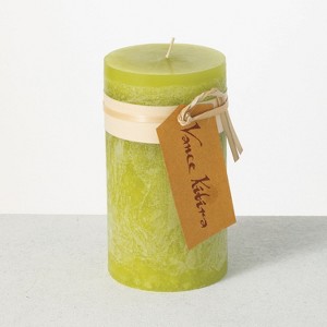 Vance Kitira 6" Green Grape Timber Pillar Candle ,Scentless, Clean-Burning, Environmental Friendly - 1 of 4