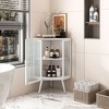 Modern Decorative Storage Cabinet, CENGHU 22.25" Floor Coner Cabinet with Tempered Glass Door and Storage Shelves for Bathroom, Living Room, Bedroom - 3 of 4