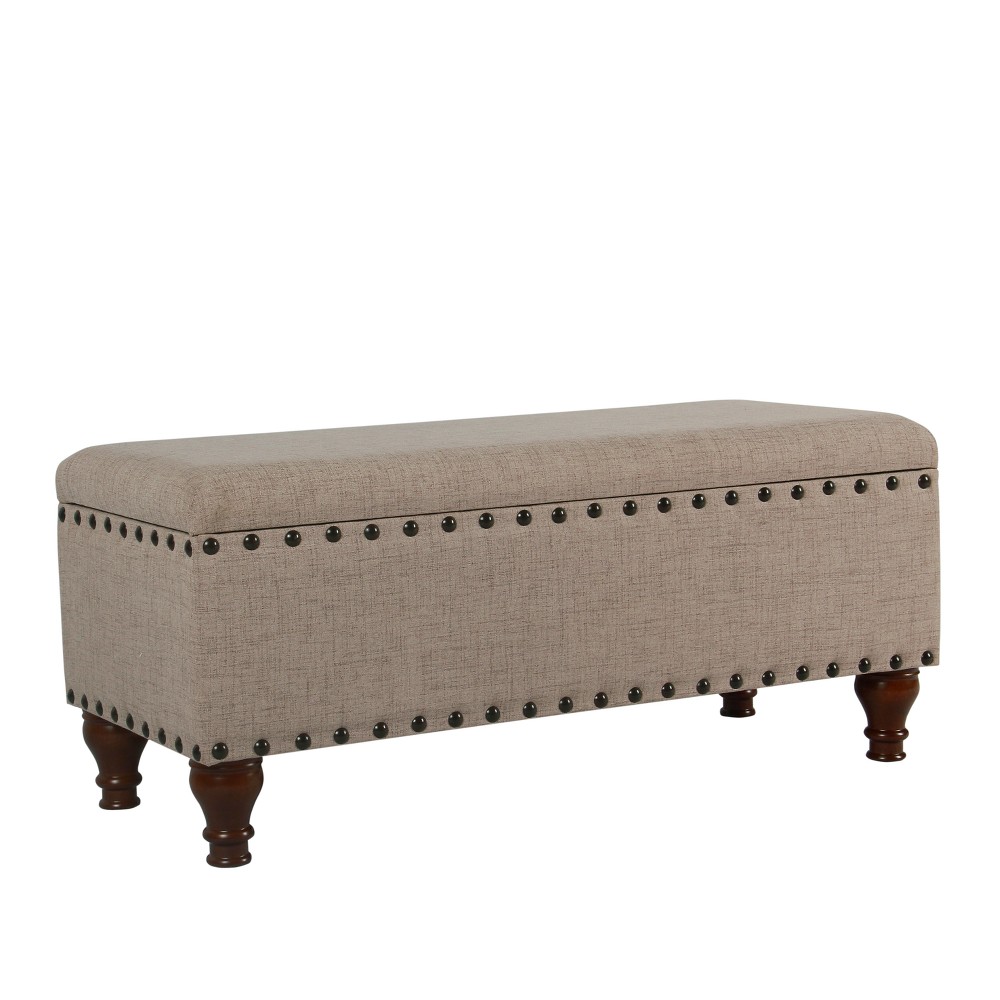 Photos - Chair Large Storage Bench with Nailhead Trim Tan - HomePop