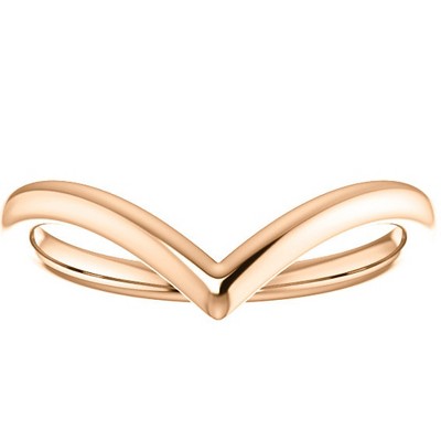 Pompeii3 Curved V Shape Solid Contour Guard Wedding Band in 14k White Yellow or Rose Gold