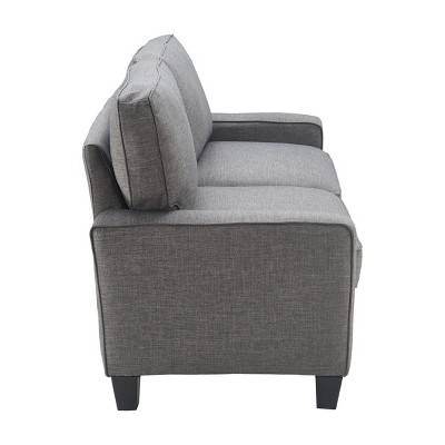 Gray Microfiber Track Arm Loveseat with Removable Cushions