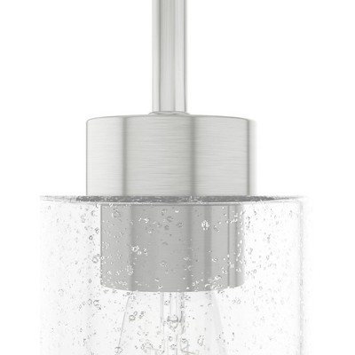 Hartland Brushed Nickel Mini Jar Pendant with Seeded Glass