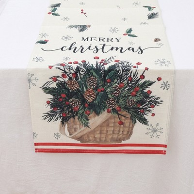 Unique Bargains Table Runner Rectangular Winter Christmas Pattern 12 Linen Colorful 1 Pc