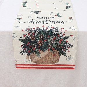 Unique Bargains Table Runner Rectangular Winter Christmas Pattern 12 Linen Colorful 1 Pc - 1 of 3