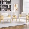 Yaheetech 2pcs Boucle Upholstered Accent Chairs with Rattan Back, White - 2 of 4