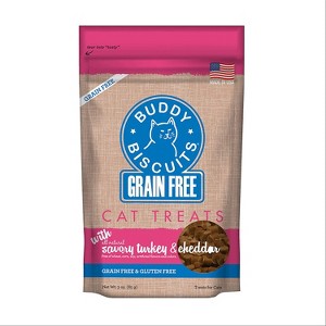 Buddy Biscuits Grain-Free with Savory Turkey & Cheddar Cat Treats, 3-oz bag - 1 of 4