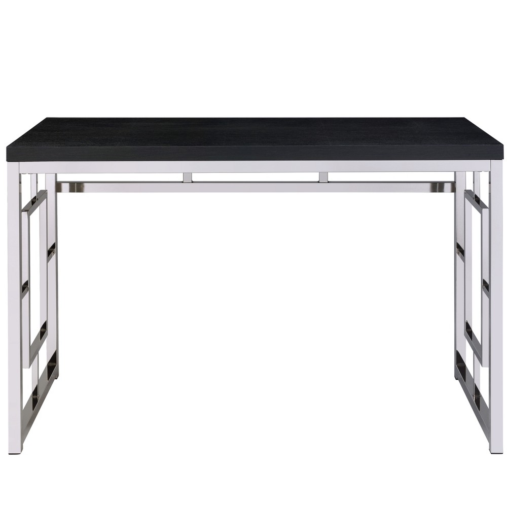 Photos - Office Desk Contemporary Adina Desk Cappuccino - Steve Silver Co.: Chrome Finish, Faux