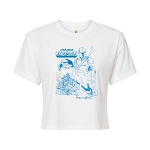 Women's - Star Wars - The Mandalorian Mando Sketchy Cropped Graphic T-Shirt - 1 of 4