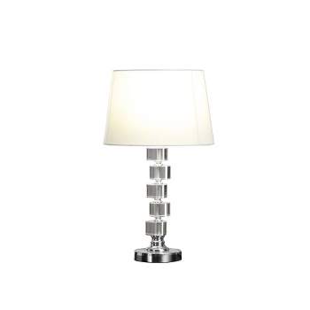 20" Modern Metal Table Lamp with Crystal Accents White - Ore International