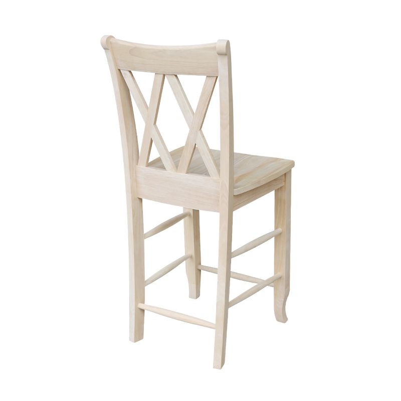 24&#34; Double X Back Counter Height Barstool Unfinished - International Concepts, 5 of 13