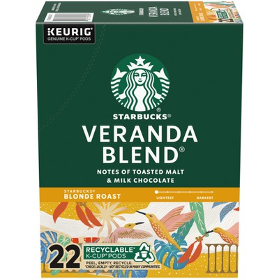 Starbucks Blonde Light Roast K-Cup Coffee Pods Veranda Blend for Keurig Brewers