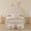 Full/Twin Size Velvet Upholstered Rabbit-Shape Bed with 2 Storage Stools 4Q - ModernLuxe - 2 of 4