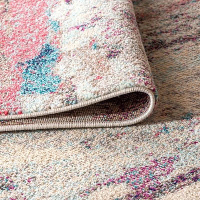 Abstract Brushstroke Blue Synthetic 4' x 6' Area Rug