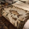 Vintage Fishing Pattern Flannel Throw Blanket for All Seasons, Polyester, Ideal for RV Interior and Car Naps. - 4 of 4