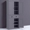 Mshliw Tall Freestanding Kitchen Pantry Cabinet with Drawer, 4 Doors & 3 Adjustable Shelves, Traditional Storage Cabinet for Dining Room, Kitchen - 3 of 4