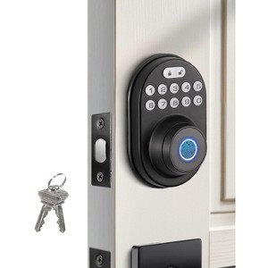 ZACHVO Keyless-Entry No-App Deadbolt Smart Lock with Fingerprint, Keypad, 2 Keys, Auto-Lock, IP56 Waterproof, Black - 1 of 4