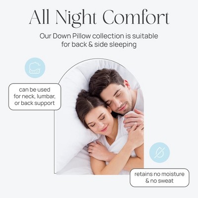 Queen Size White Goose Feather Down Pillow Set of 2