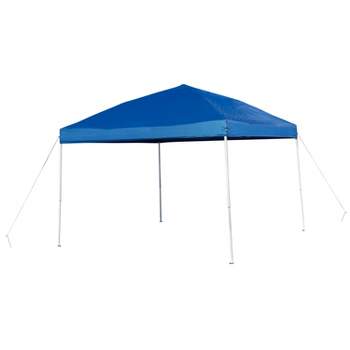 Emma and Oliver 10'x10' Blue Weather Resistant Easy Pop Up Event Straight Leg Instant Canopy Tent