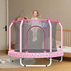 Racxily 55-inch Trampoline for Kids Indoor & Outdoor Small Toddler Trampoline with Basketball Hoop - 1 of 4
