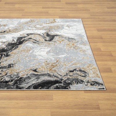Smoke Marble Swirl Abstract 5' x 7' Synthetic Area Rug