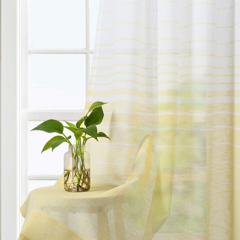 Ombre Yarn-Dyed Stripe Voile Sheer Grommet Window Curtain Panels, 2 of 7