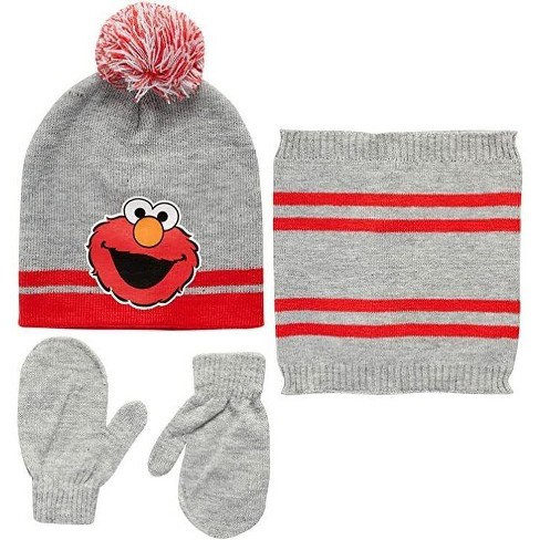 Sesame Street Toddler Winter Hat and Kids Mitten Set, Elmo Beanie Age 2-4