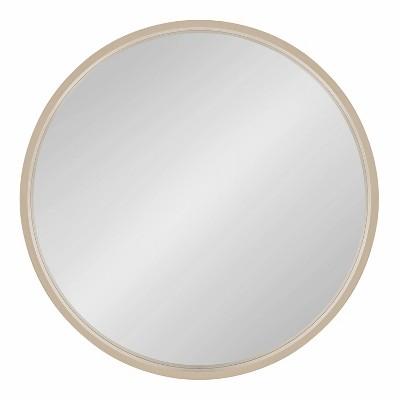 Travis 25.6" Round Natural Wood Accent Wall Mirror
