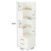 Resenkos Bookshelf, Bookcase Standing Shelf Unts,66.9" L-Shaped Bookshelf, Corner Bookcase With 5-Tier Shelf And 2 Drawers,White - 2 of 4