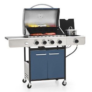 Captiva Designs 4-Burner Propane BBQ Grill with Side Burner &Porcelain-Enameled Grates - 42,000 BTU - 1 of 4