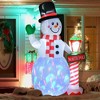 Angel Sar 8ft Inflatable Snowman with North Pole Sign, LED Rotating Light Blow-Up Yard Decoration, Outdoor Christmas Decor - 2 of 4