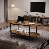 Garvee Brown Elegant Oval Coffee Table - 47.2" Vintage 2-Tier Cocktail Table with Roman Column Metal Legs, Bedroom, Office, and Small Spaces - 3 of 4